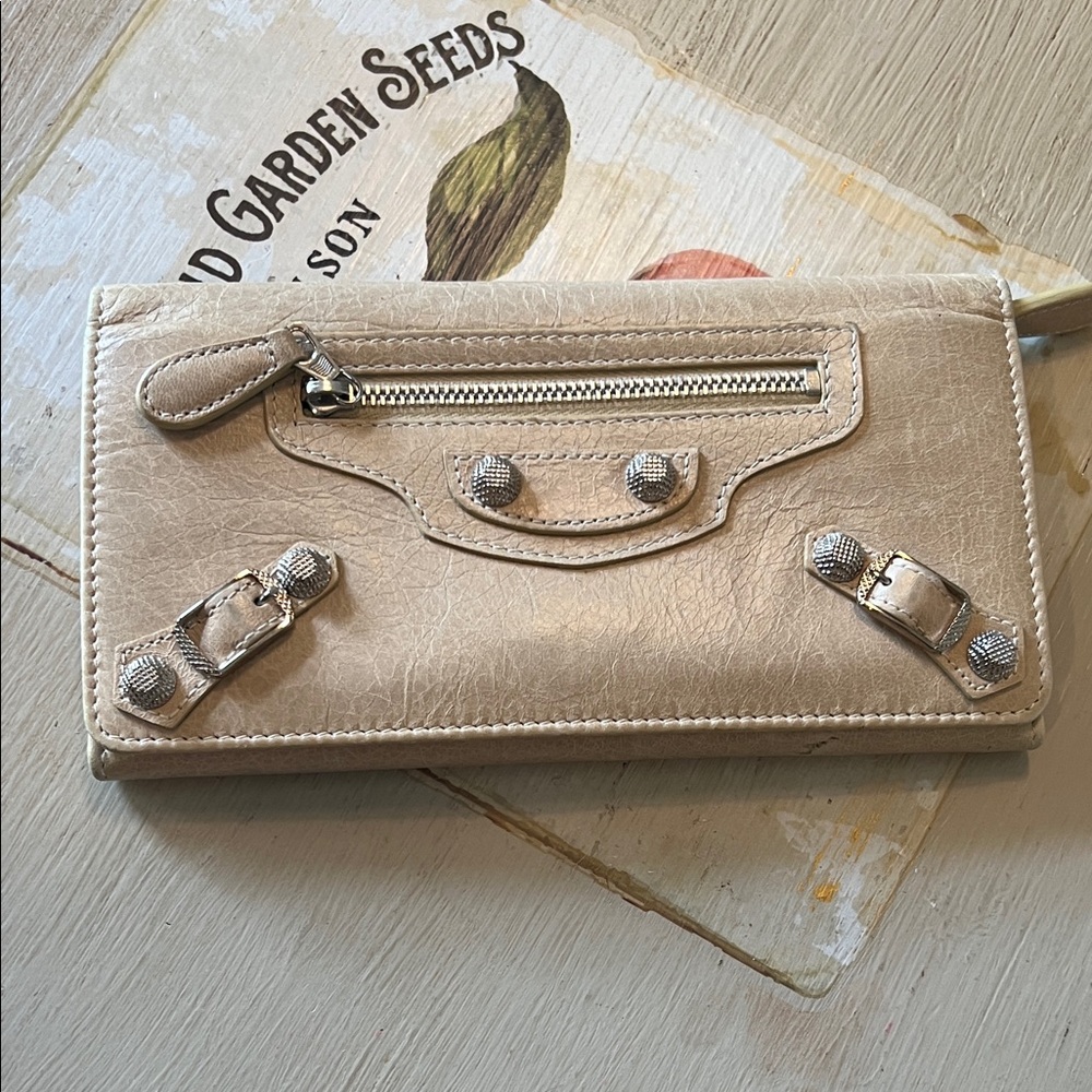Balenciaga Cream Leather Women's Wallet